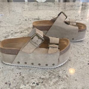 Free People Sandles Rule Breaker Monochrome Flatform Sandals Size USA 7